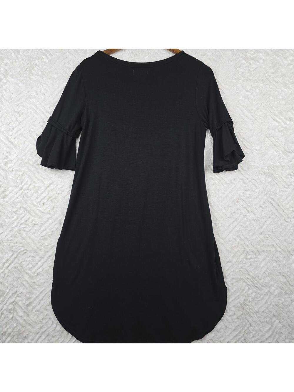 Max Studio Women’s Black 3/4 Bell Sleeve Casual Swing Dress Size XS - Picture 4 of 7